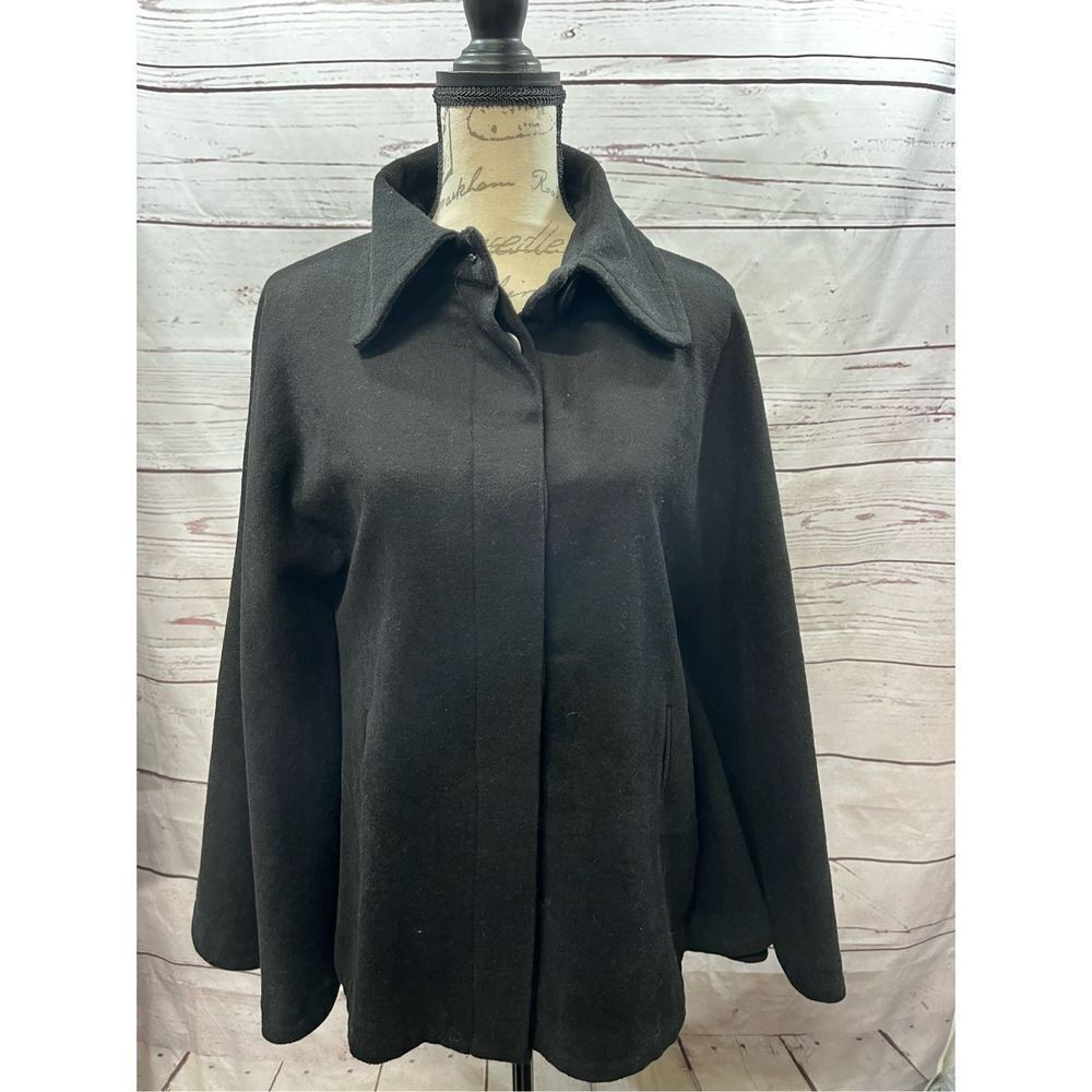 Kenzie Black Wool Blend Coat Jacket Collared Button Front Outerwear Size 10